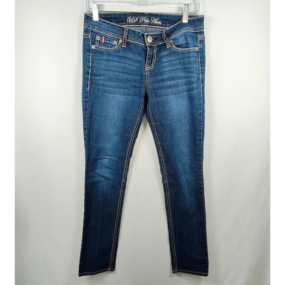 US Polo Assn Jeans Women's 5/6 Skinny Dark Wash Low Rise Flap Pocket - Picture 1 of 12